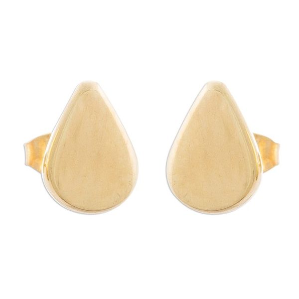 Alternate image for Drop-Shaped Gold Plated Sterling Silver Stud Earrings Little Drops of Light