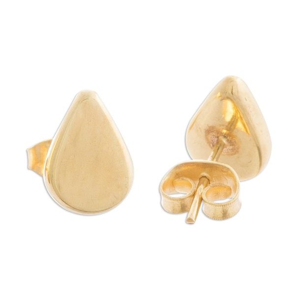 Alternate image for Drop-Shaped Gold Plated Sterling Silver Stud Earrings Little Drops of Light