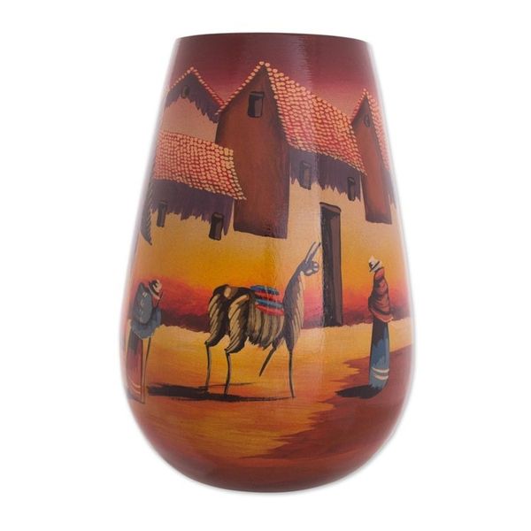 Alternate image for Handcrafted Cuzco Ceramic Vase The Streets of Cuzco