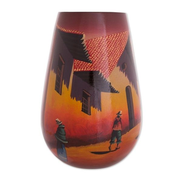 Alternate image for Handcrafted Cuzco Ceramic Vase The Streets of Cuzco