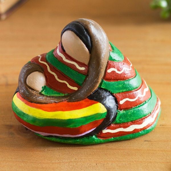 Alternate image for Handmade Petite Ceramic Peruvian Mother and Child Sculpture Andean Mother