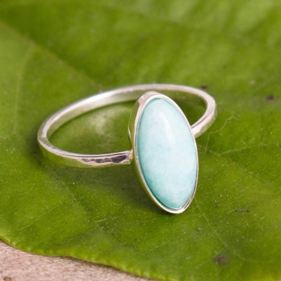 Sterling Silver and Amazonite Cocktail Ring From Peru 'Tranquility Lake'