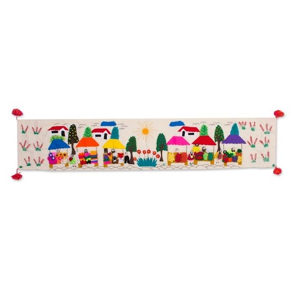 Alternate image for Cultural Cotton Arpillera Table Runner from Peru Andean Market