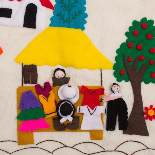 Alternate image for Cultural Cotton Arpillera Table Runner from Peru Andean Market