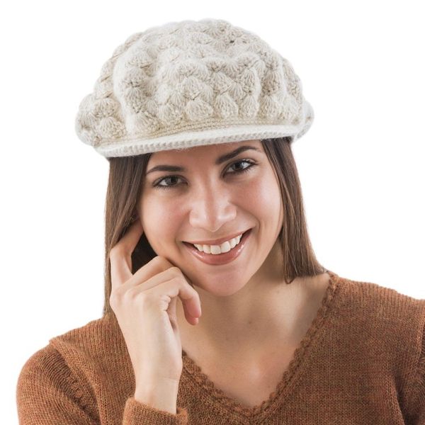 Alternate image for Fair Trade Alpaca Wool Solid White Hat Wispy Clouds