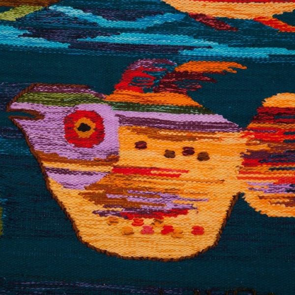 Alternate image for Handwoven Wool Fish Tapestry from Peru Colorful Aquarium