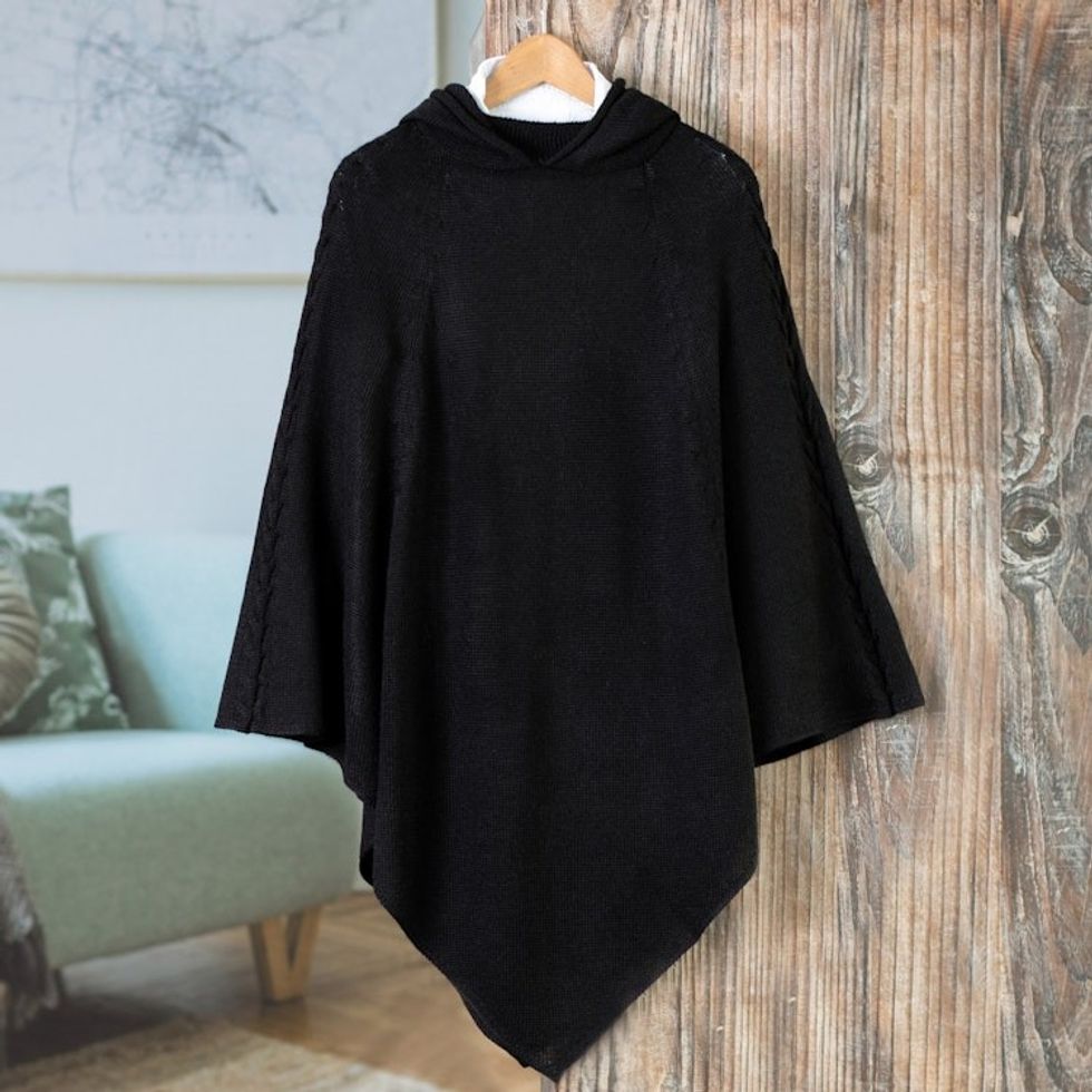 Alpaca Wool Blend Poncho from Peru 'Eternal Magic'