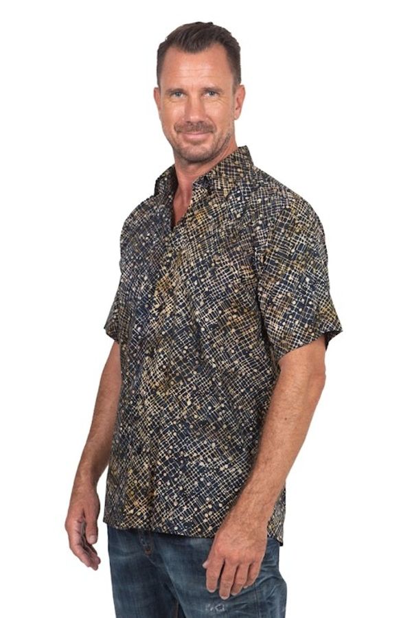 Alternate image for Hand Dyed Batik Short Sleeve Shirt for Men from Bali Night Starfield