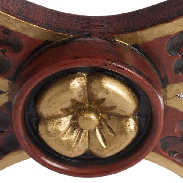 Alternate image for Handcrafted Peruvian Wood Leather Stool Baroque Peru