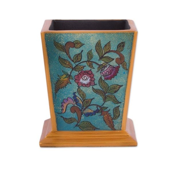 Alternate image for Handcrafted Reverse-Painted Glass Pencil Holder from Peru Flowering Companion