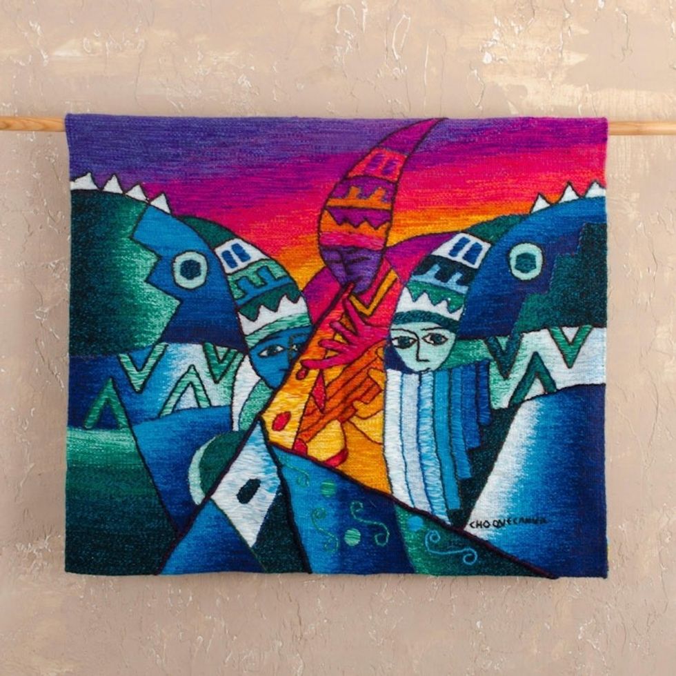 Hand-loomed 100 Alpaca Tapestry from Peru 'Andean Musicians'
