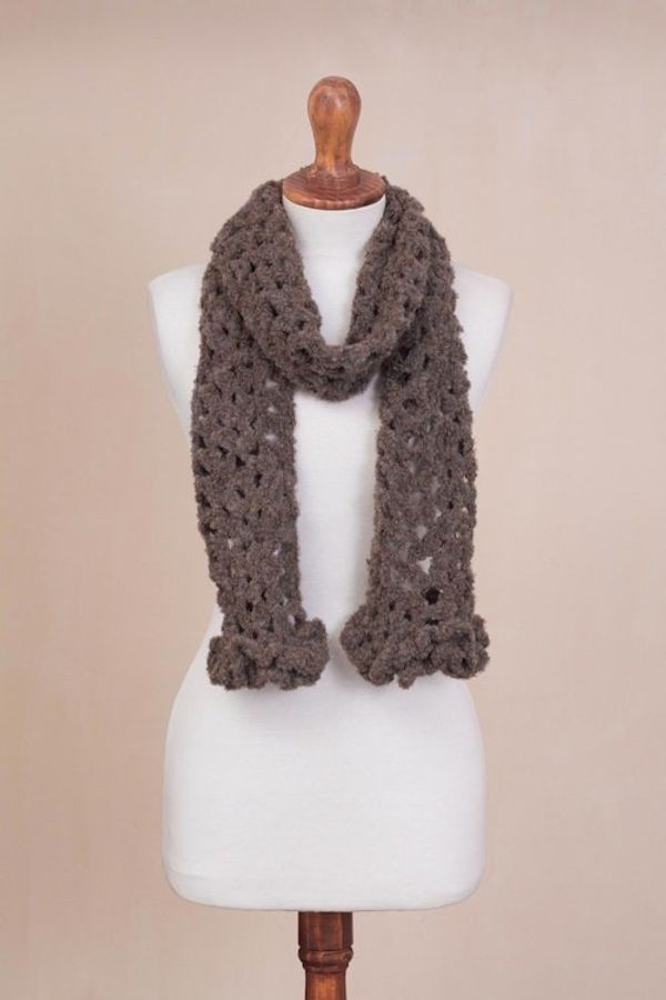 Alternate image for Hand-Crocheted Alpaca Blend Scarf in Chocolate from Peru Chocolate Elegance
