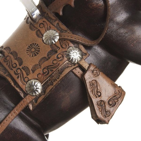 Alternate image for Leather Accented Cedar Wood Rearing Horse Sculpture Majestic Elegance