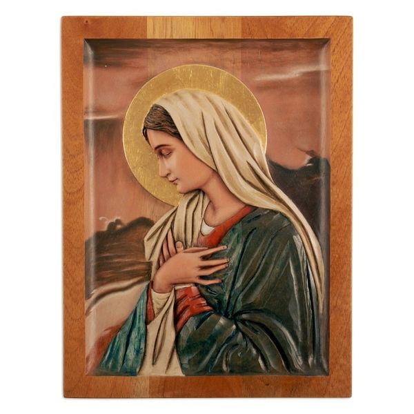 Alternate image for Christianity Wood Panel of the Virgin Mary with Bronze Leaf Sweet Virgin Mary