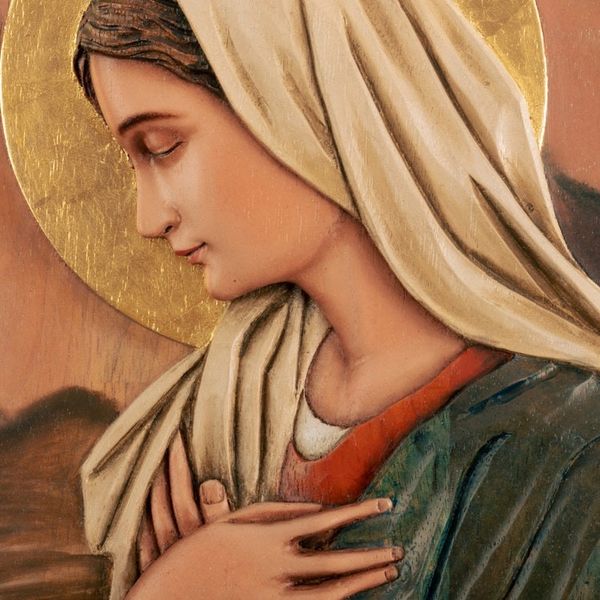 Alternate image for Christianity Wood Panel of the Virgin Mary with Bronze Leaf Sweet Virgin Mary