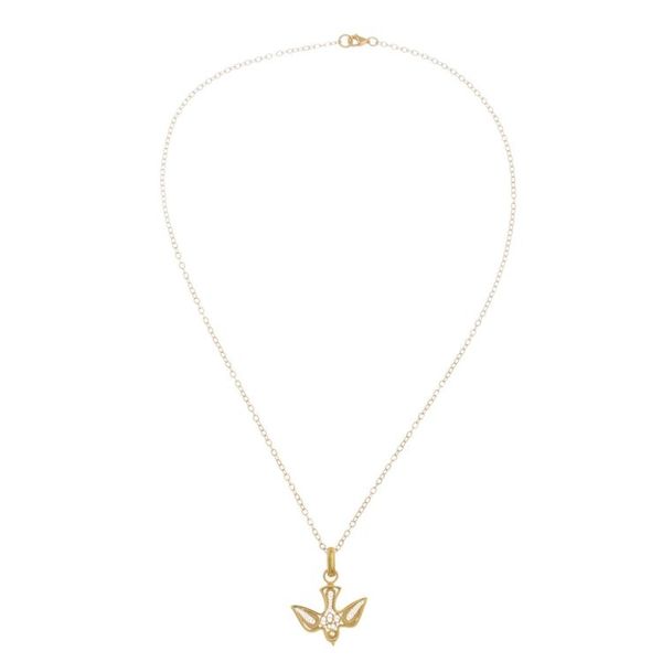 Alternate image for Gold Plated Sterling Silver Filigree Dove Pendant Necklace Gold Divine Dove