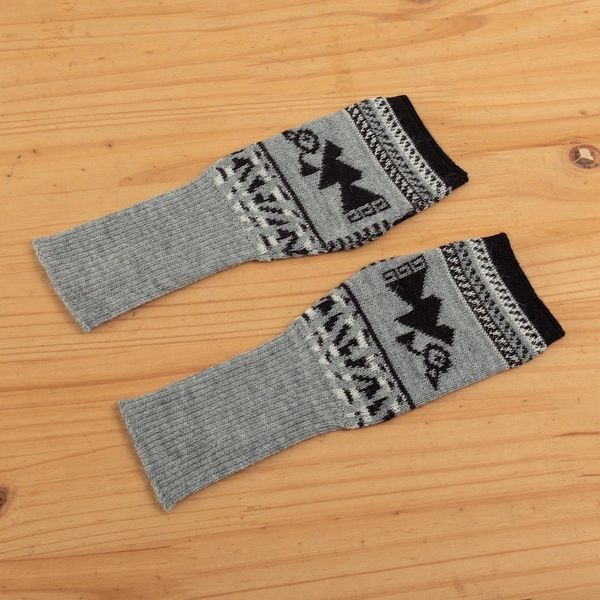 Alternate image for Soft Fingerless Mitts in 100 Baby Alpaca from Peru Chancay Icons in Grey