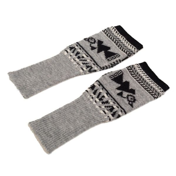 Alternate image for Soft Fingerless Mitts in 100 Baby Alpaca from Peru Chancay Icons in Grey