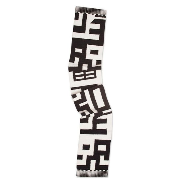Alternate image for Abstract Black and Alabaster Wool Table Runner from Peru Abstract Forms
