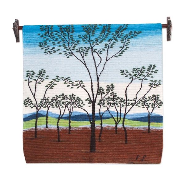 Alternate image for Andes Handwoven Wool Tapestry of a Landscape Autumn in the North