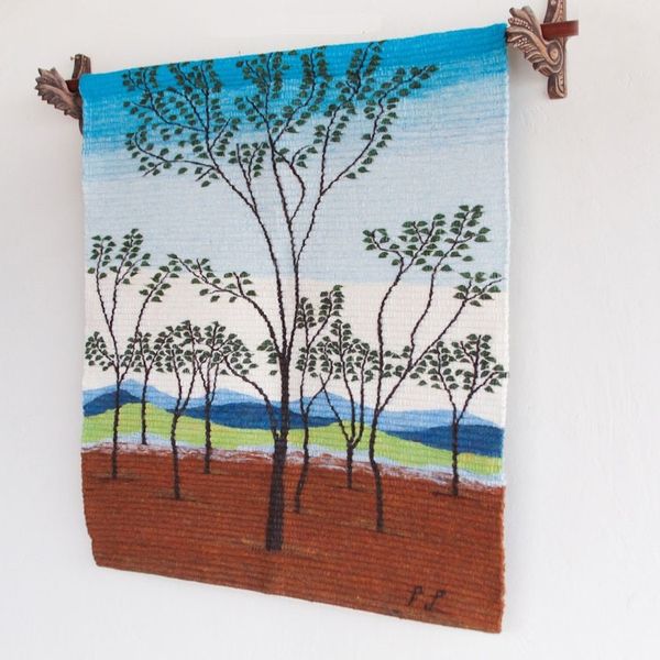 Alternate image for Andes Handwoven Wool Tapestry of a Landscape Autumn in the North