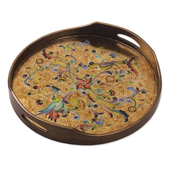 Alternate image for Unique Reverse-Painted Glass Serving Tray Heralds of Spring