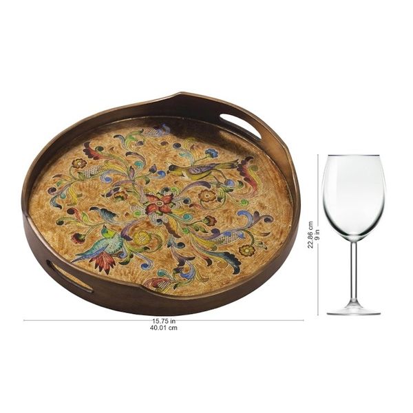 Alternate image for Unique Reverse-Painted Glass Serving Tray Heralds of Spring