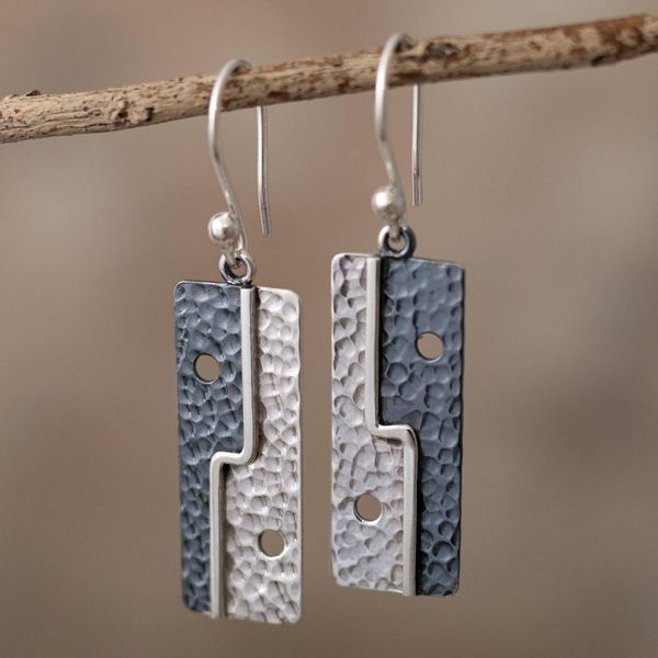 Alternate image for Geometric Sterling Silver Dangle Earrings from Peru Bold Geometry