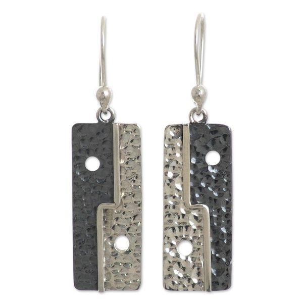 Alternate image for Geometric Sterling Silver Dangle Earrings from Peru Bold Geometry