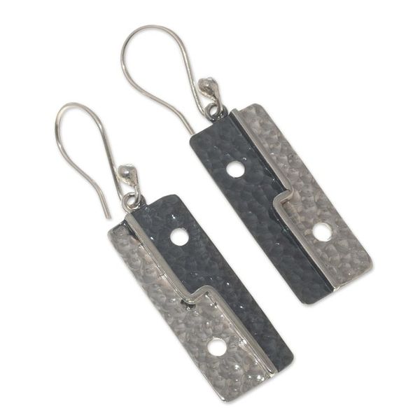 Alternate image for Geometric Sterling Silver Dangle Earrings from Peru Bold Geometry