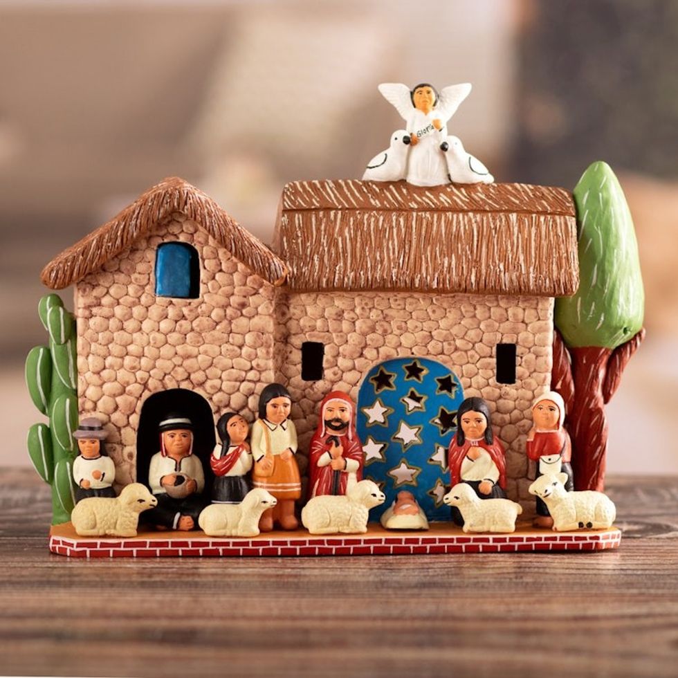 Ceramic nativity scene 'A Wonderful Christmas'