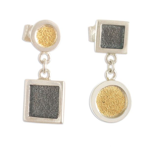 Alternate image for 22k Gold Accented Geometric Dangle Earrings Opposition