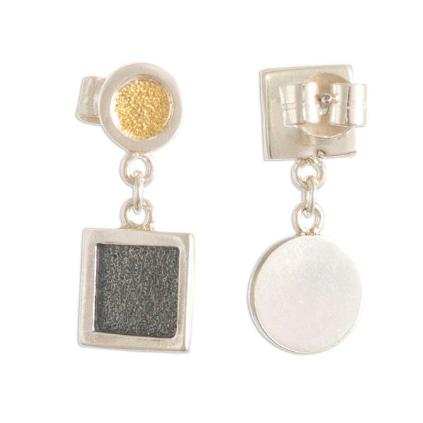Alternate image for 22k Gold Accented Geometric Dangle Earrings Opposition
