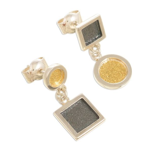 Alternate image for 22k Gold Accented Geometric Dangle Earrings Opposition
