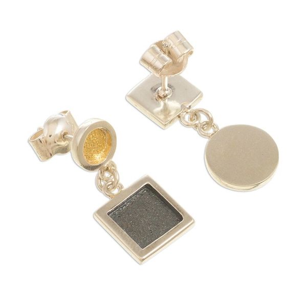 Alternate image for 22k Gold Accented Geometric Dangle Earrings Opposition