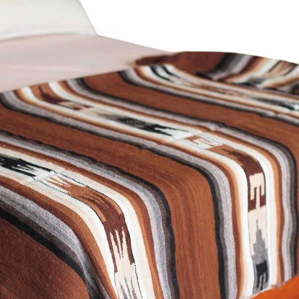 Alternate image for Handwoven 100 Percent Alpaca Striped Brown Throw Inca Graphics