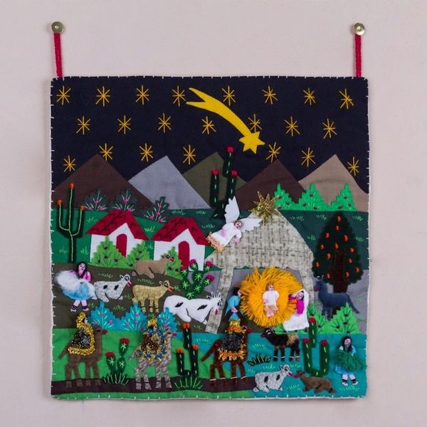 Alternate image for Andean Patchwork Christmas Star Wall Hanging Christmas Star Nativity
