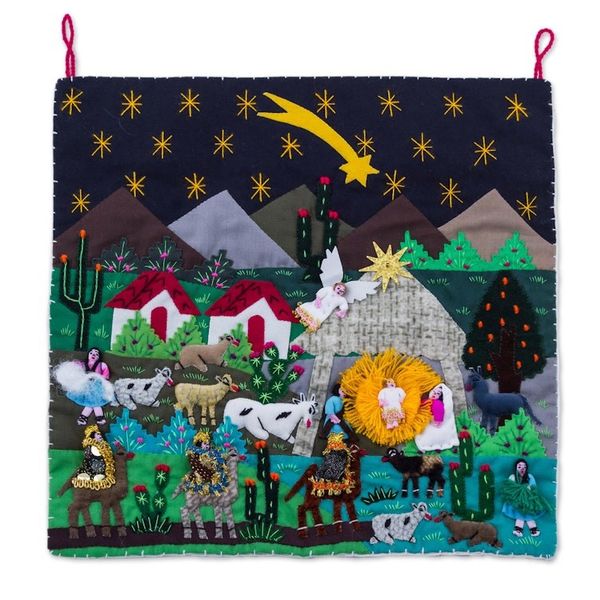 Alternate image for Andean Patchwork Christmas Star Wall Hanging Christmas Star Nativity