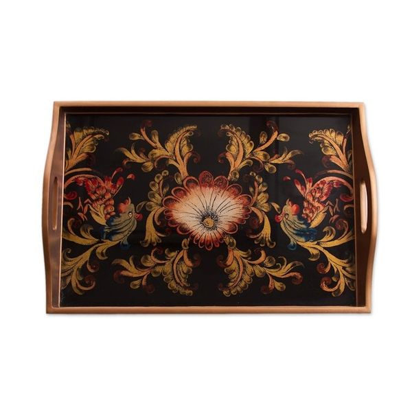 Alternate image for Floral Reverse Painted Glass Tray from Peru Nightfall Flowers
