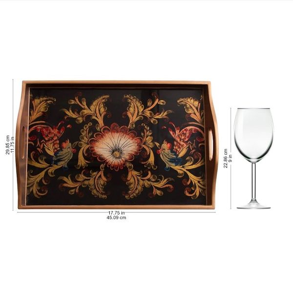 Alternate image for Floral Reverse Painted Glass Tray from Peru Nightfall Flowers
