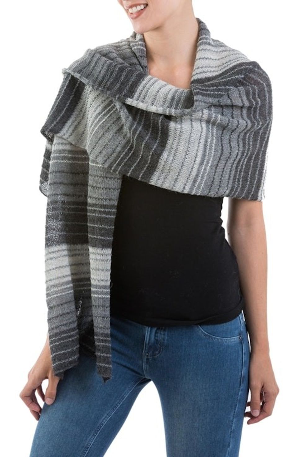 100 alpaca shawl 'Peruvian Gray'