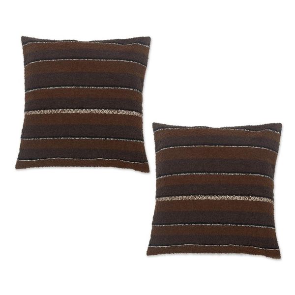 Alternate image for Brown Alpaca Blend Throw Pillow Covers from Peru Pair Soft Brown