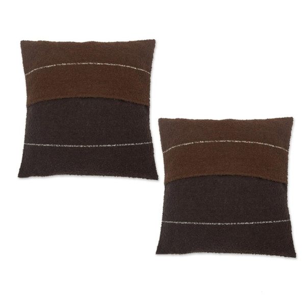 Alternate image for Brown Alpaca Blend Throw Pillow Covers from Peru Pair Soft Brown