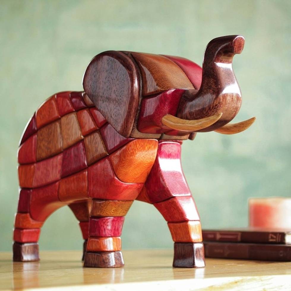 Ishpingo Wood Sculpture from Peru 'Grand Elephant'