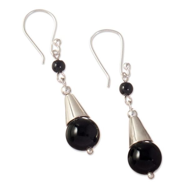 Alternate image for Black Onyx Dangle Earrings Wild Eyes