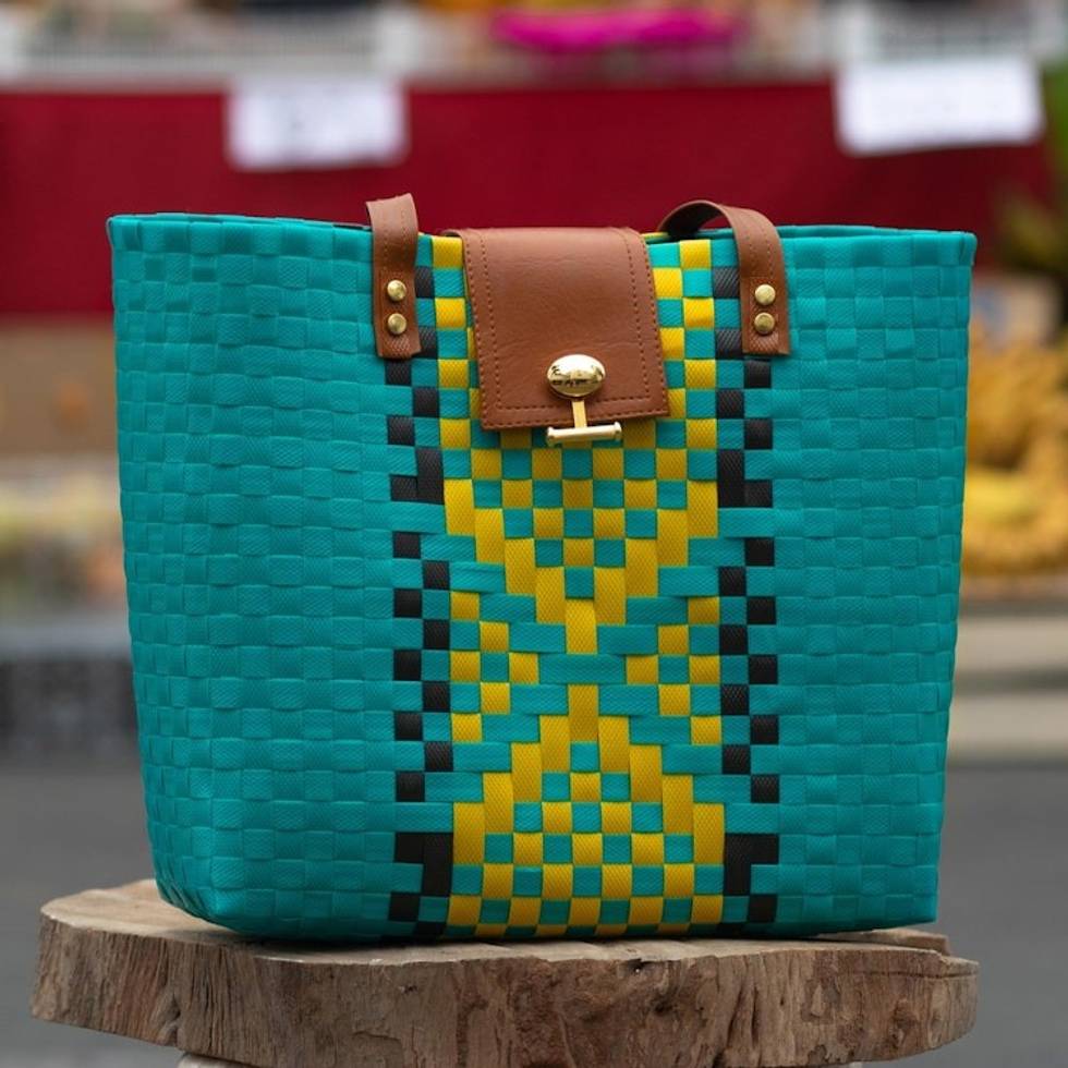 Recycled Handmade Tote Bag 'Picnic in the Plaza'