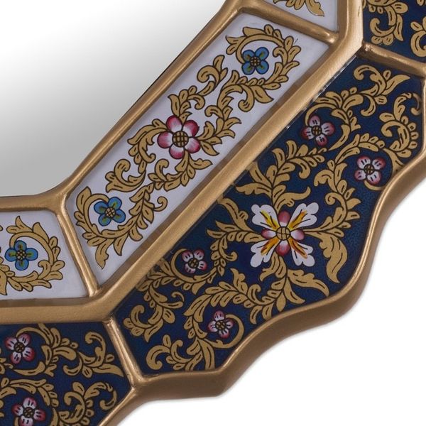 Alternate image for Blue Reverse Painted Glass Mirror Handmade in Peru Azure Star
