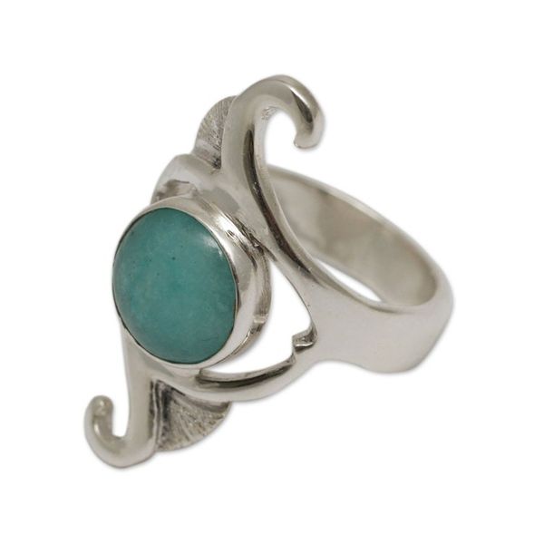 Alternate image for Sterling Silver and Amazonite Artisan Crafted Cocktail Ring Classic Curves