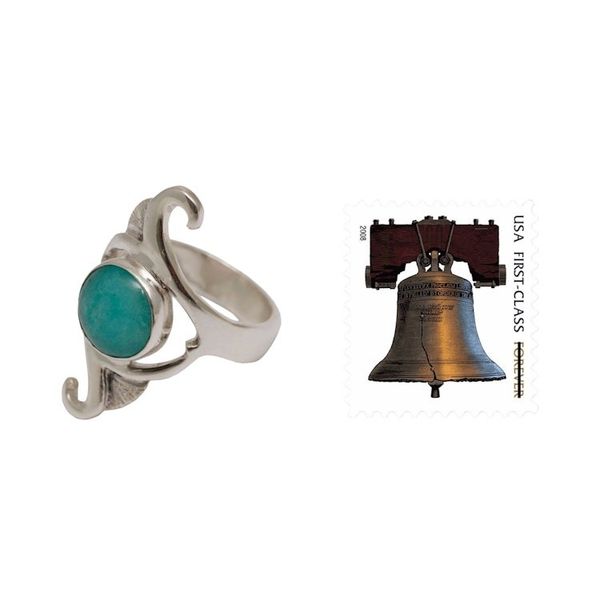 Alternate image for Sterling Silver and Amazonite Artisan Crafted Cocktail Ring Classic Curves