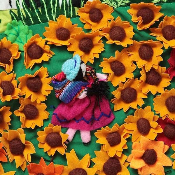 Alternate image for Peruvian Handmade Applique Wall Hanging Ancash Fields of Sunflowers